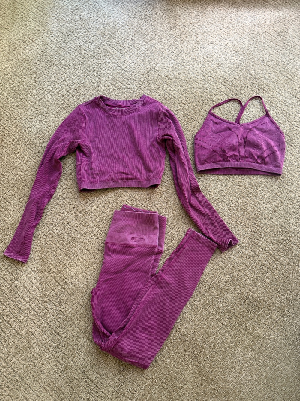 Spiritual Gangster Ribbed Pilates/Yoga Set in Magenta